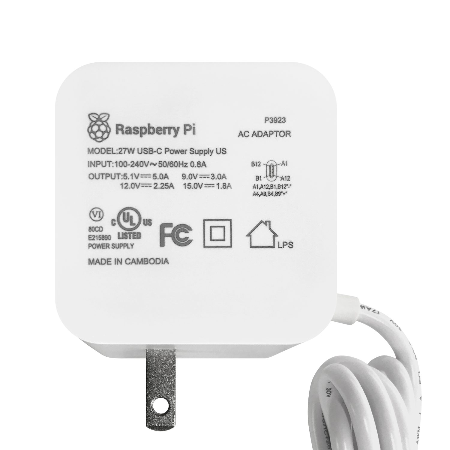 Fuente oficial para Raspberry Pi 27W USB-C