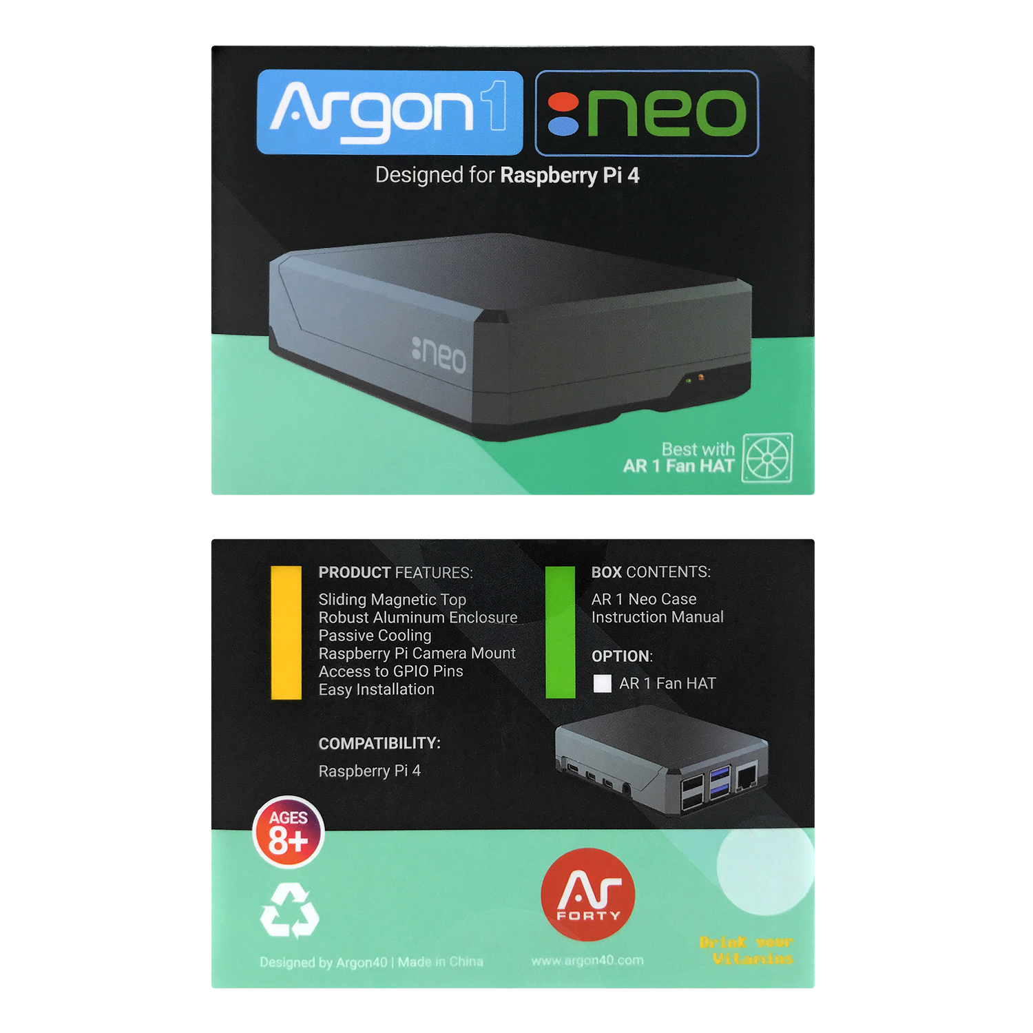 Argon NEO Carcasa de metal para Raspberry Pi 4 - 330ohms