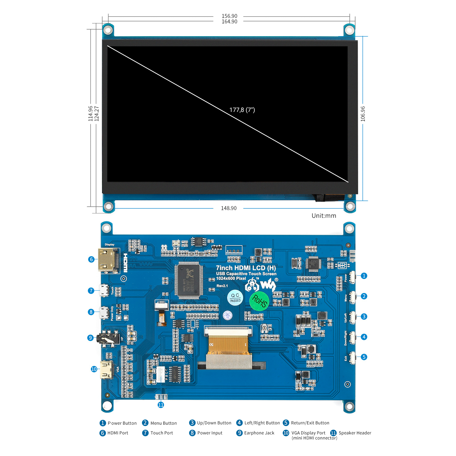 Pantalla Touch para Raspberry Pi 7